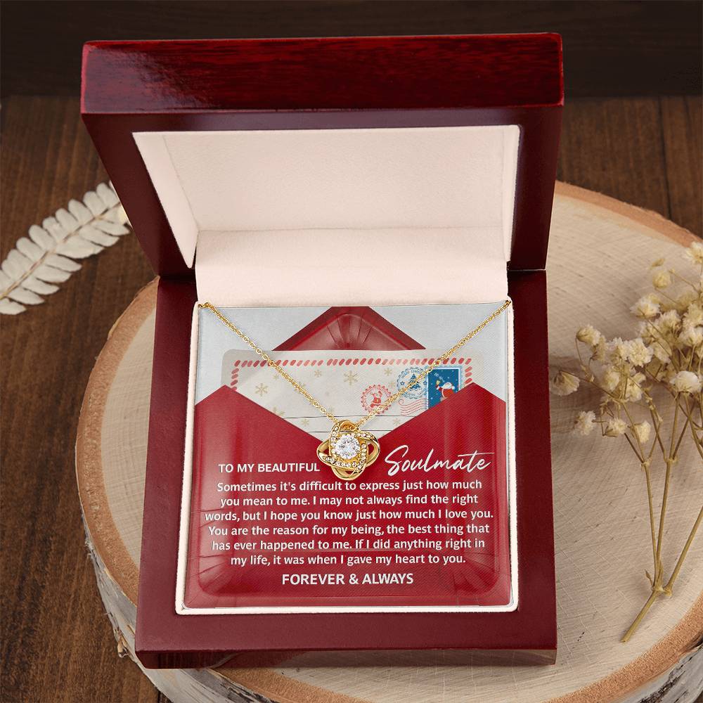 Love Knot Necklace with messages Gift for Soulmate, Gift For Girlfriend, Christmas Gift