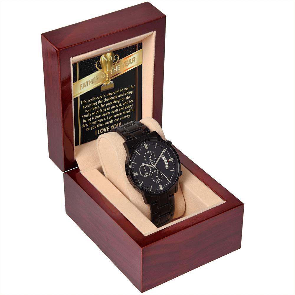 Black Chronograph Watch Gift for Father, Gift for Dad, Father's Day Gift, Birthday Gift