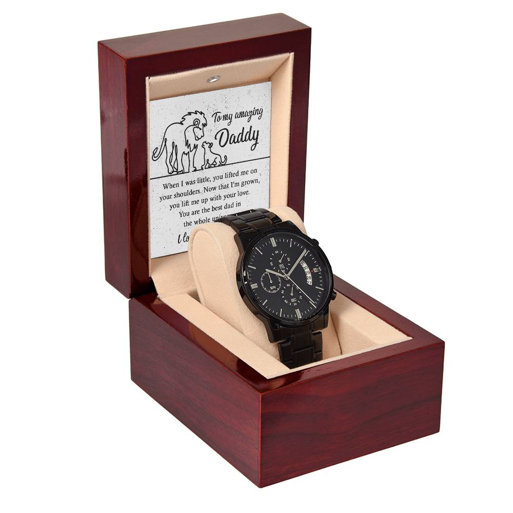 Black Chronograph Watch gift for Dad, Gift for Father, Birthday Gift, Father's Day Gift