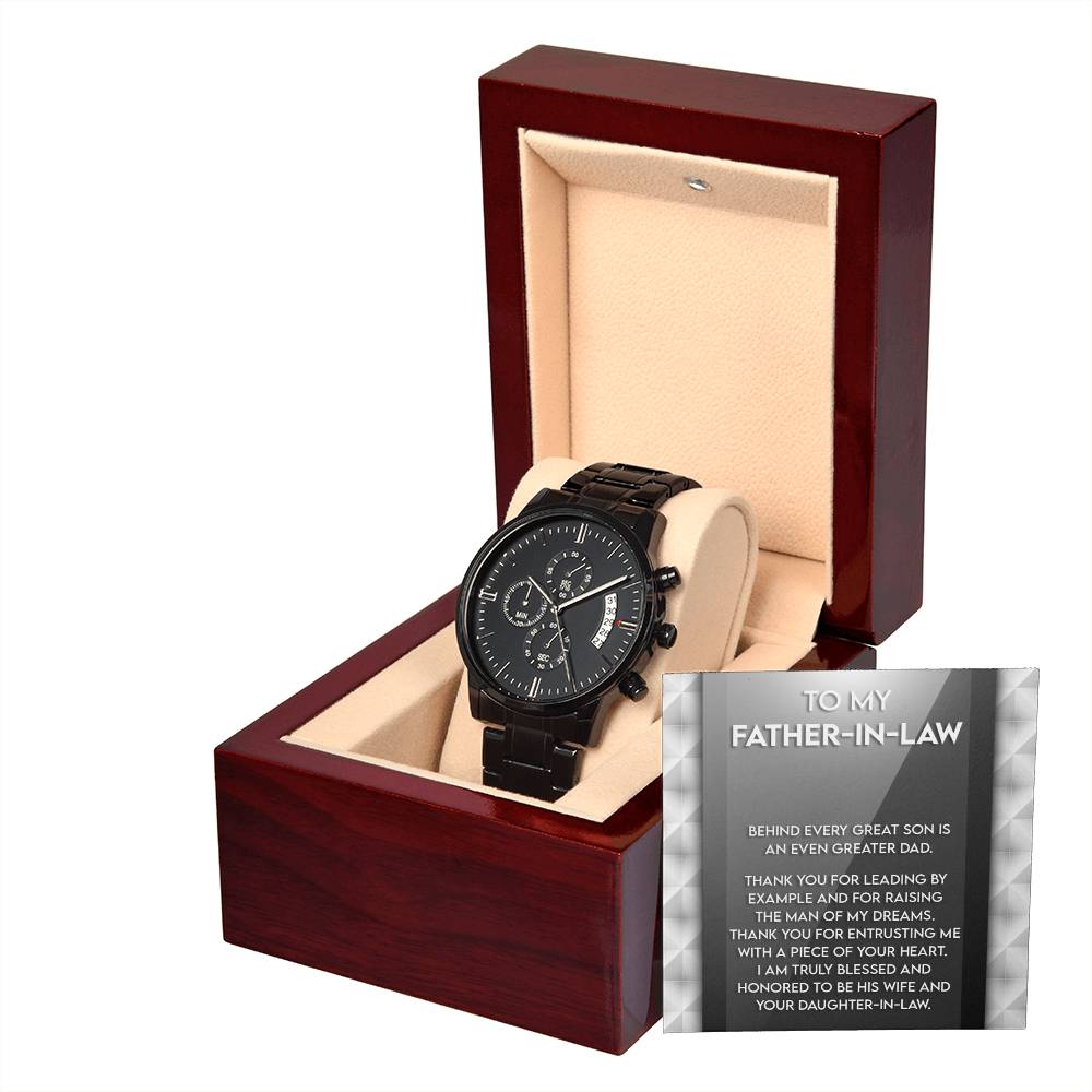Black Chronograph Watch Gift For Father-in-Law, Birthday Gift, Father's Day Gift
