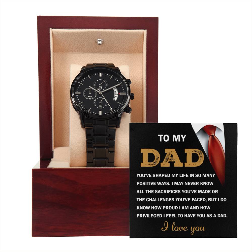 Black Chronograph Watch Gift For Dad, Gift For Father, Birthday Gift, Father's Day Gift