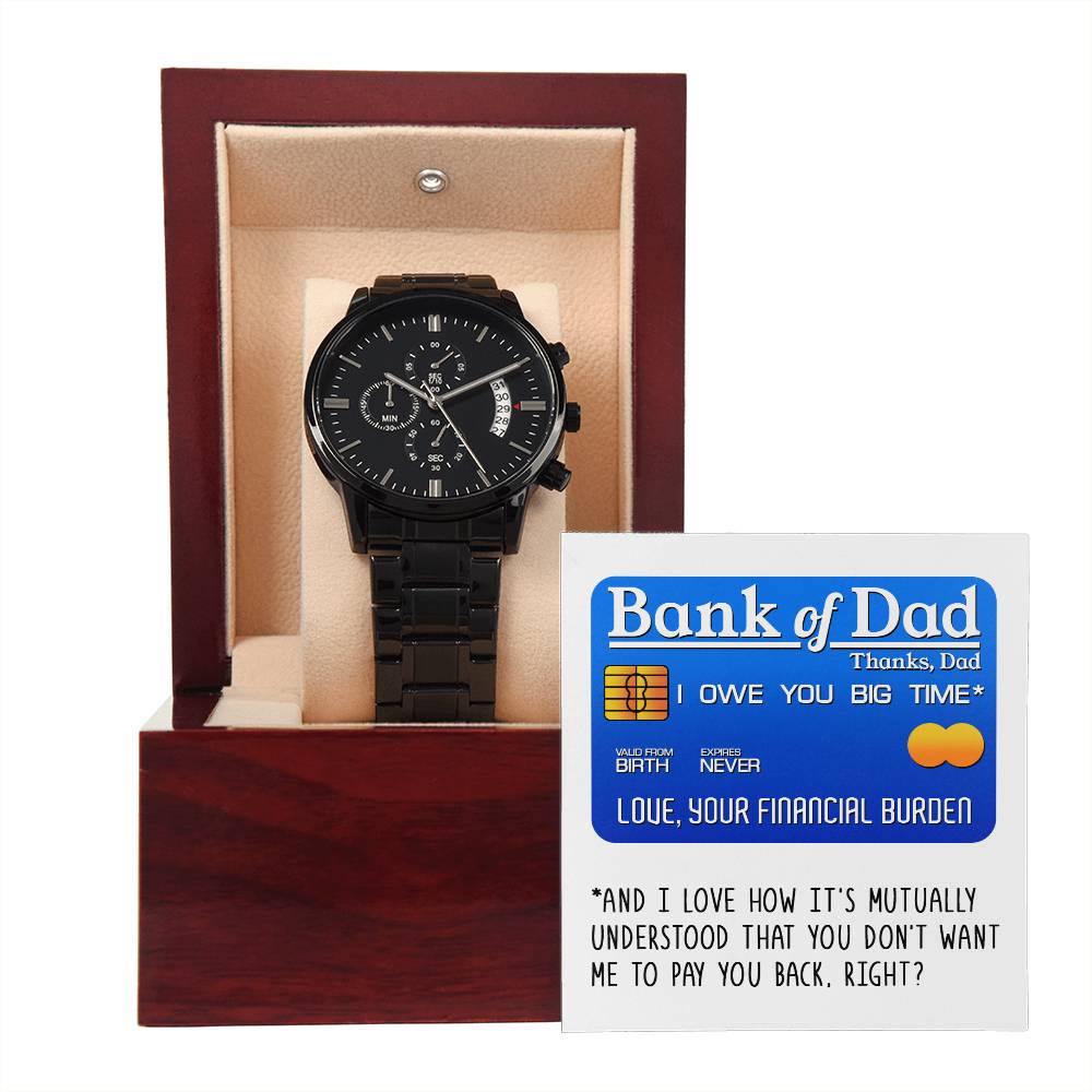 Black Chronograph Watch, Gift for Dad, Gift For Father, Gift For Birthday, Father's Day Gift