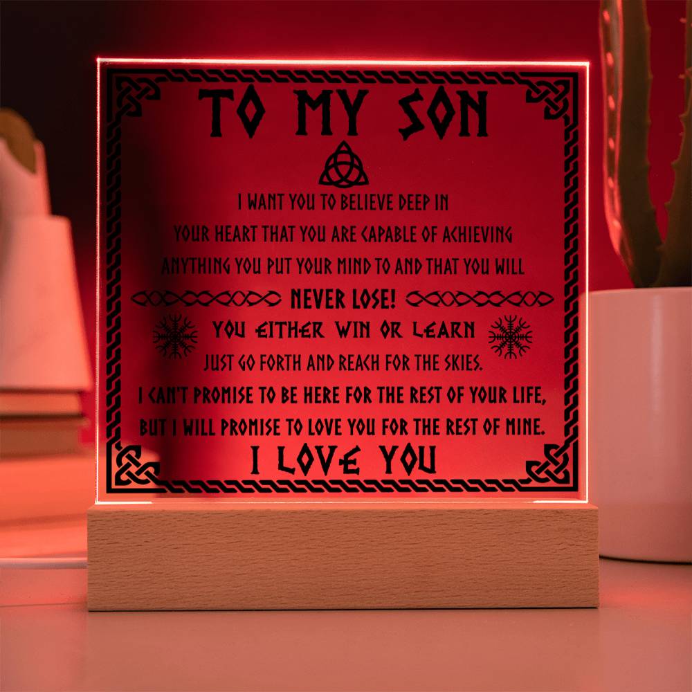 Never Lose! You Either Win Or Learn- Gift for Son- Acrylic Square Plaque