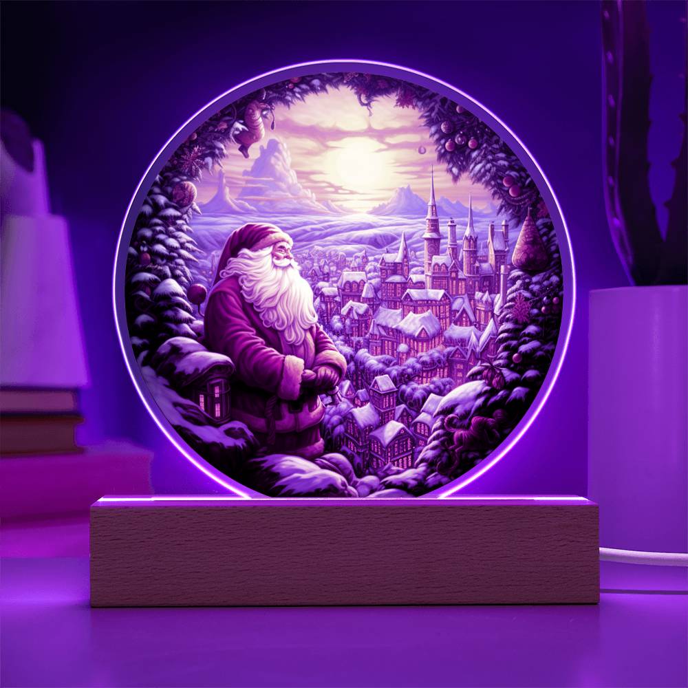 Santa Claus In Town- Acrylic Circle Plaque