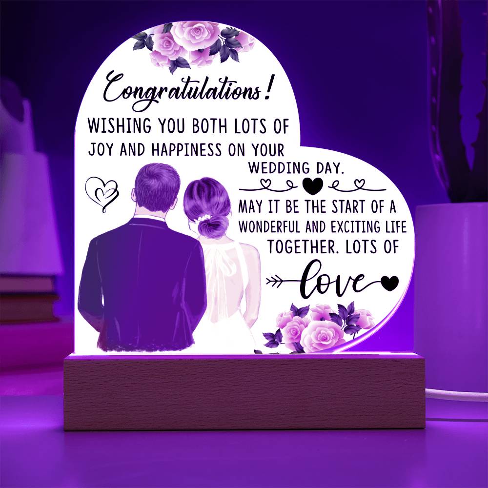 Congratulations on Your Wedding Day- Acrylic Heart Plaque- Wedding Gift