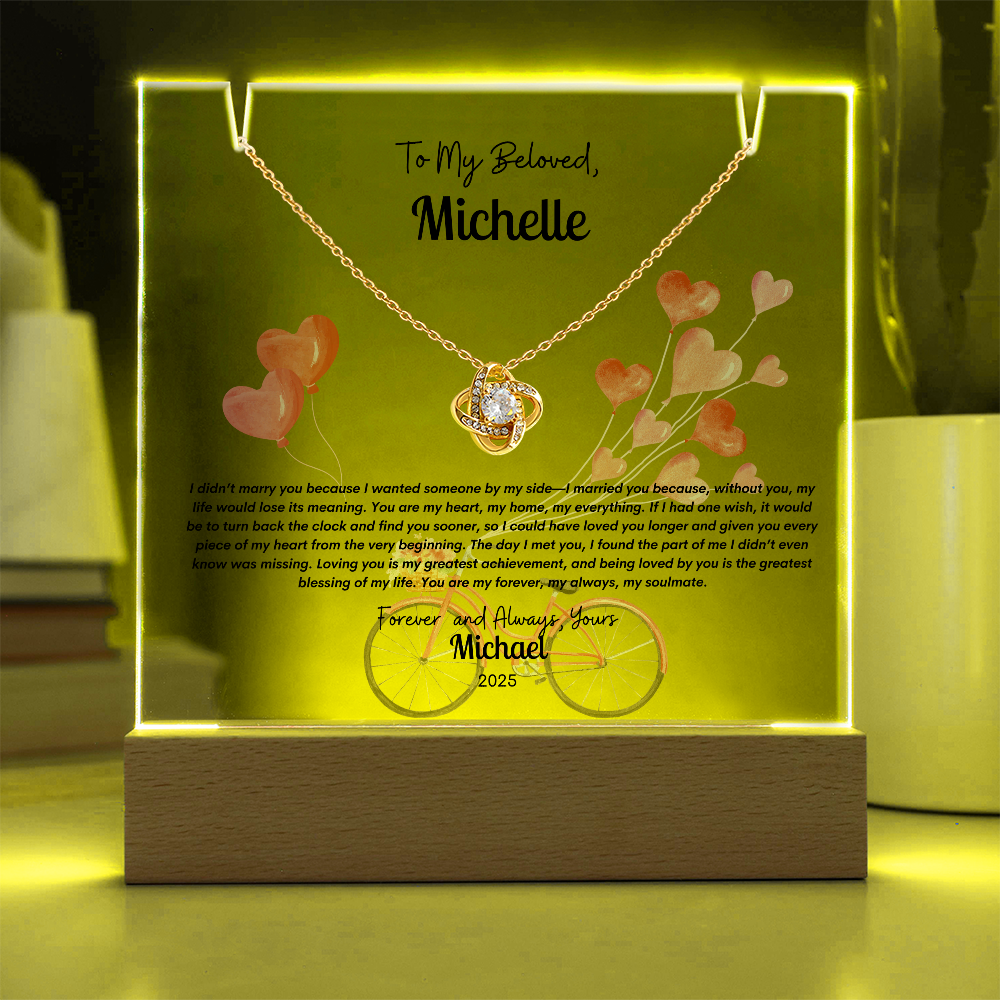 Custom Acrylic LED Display with Forever Love Necklace Gift Set