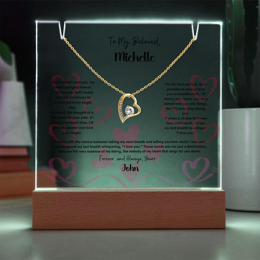 Celebrate Love with Elegance β Personalized Keepsake Acrylic & Forever Love Necklace Gift Set