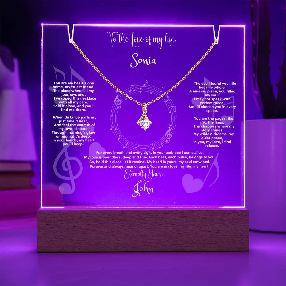 Alluring Beauty Pendant Necklace with Keepsake Acrylic Bundle-Special Gift For Wife, Gift For Soulmate