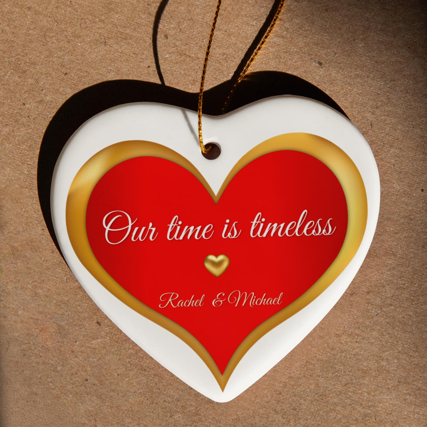 Timeless Love Ornament – Red and Gold Heart Valentine’s Day Gift