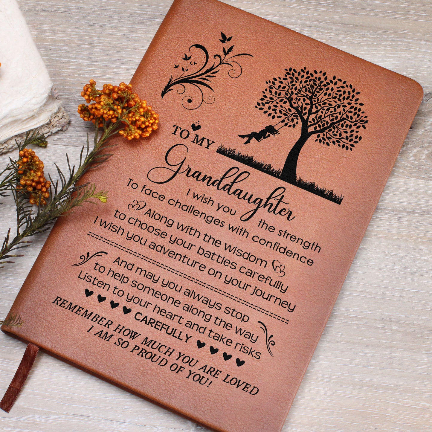 Remember How Much You Are Loved- A Vegan Leather Journal Gift For Granddaughter.