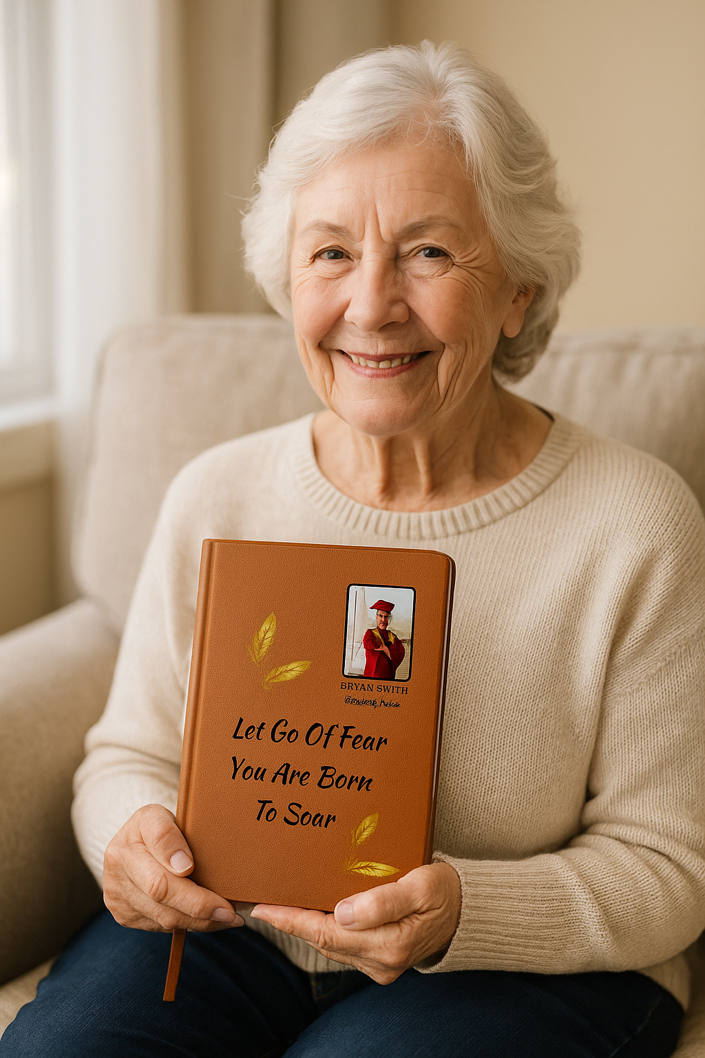 Personalized Graphic Leather Journal  Graduation Gift  For  Son or Daughter – “Let Go of Fear, You Are Born to Soar” with Custom Photo & Name