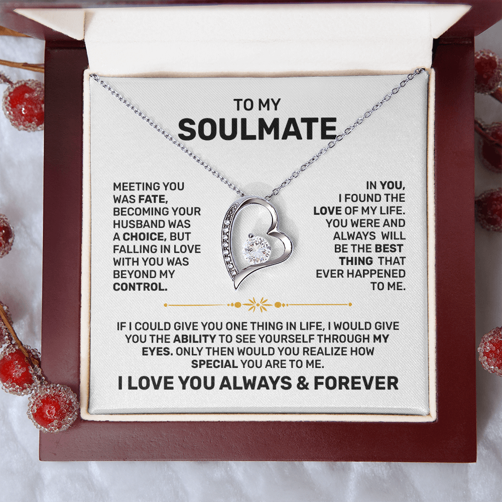 Romantic Forever Love Necklace – 14k White Gold or 18k Yellow Gold with Luxury Gift Box- To My Soulmate Gift, Gift for Wife