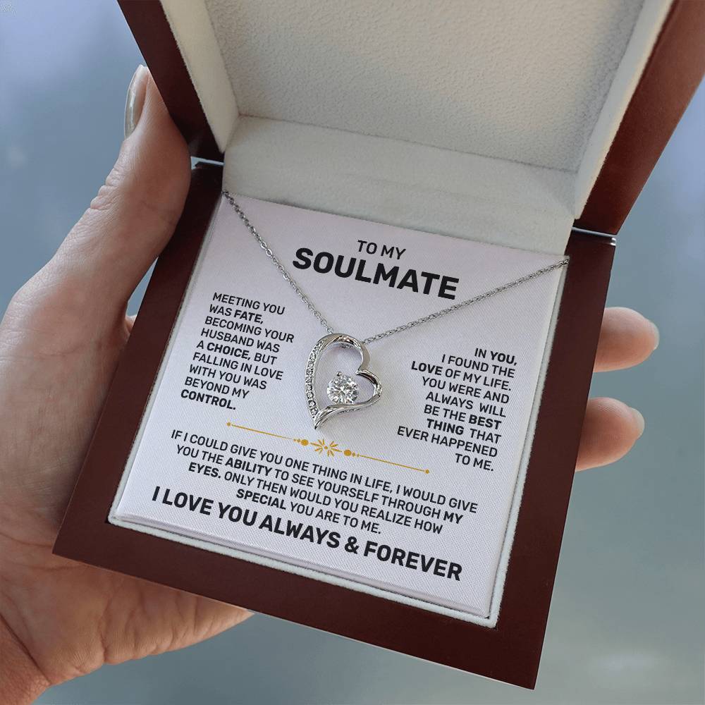 Romantic Forever Love Necklace – 14k White Gold or 18k Yellow Gold with Luxury Gift Box- To My Soulmate Gift, Gift for Wife