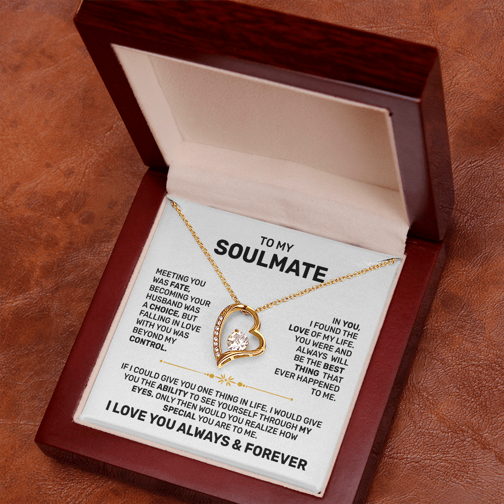 Romantic Forever Love Necklace – 14k White Gold or 18k Yellow Gold with Luxury Gift Box- To My Soulmate Gift, Gift for Wife