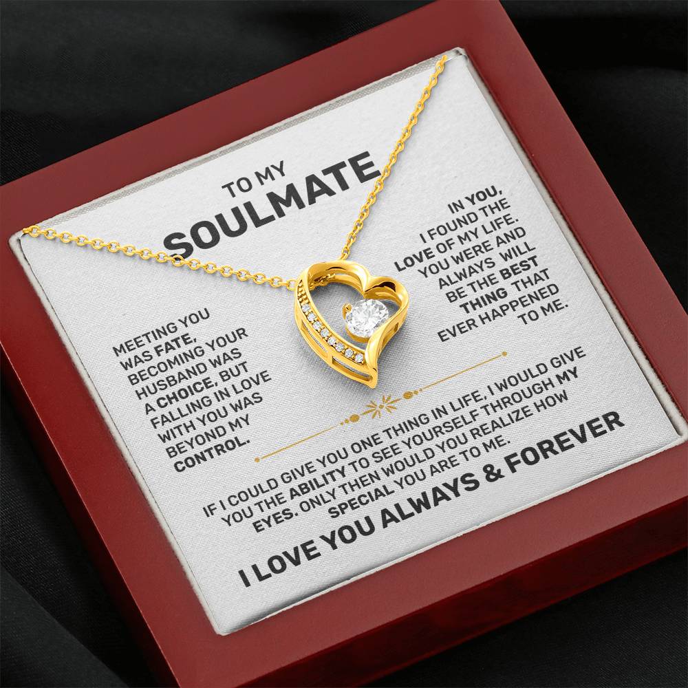 Romantic Forever Love Necklace – 14k White Gold or 18k Yellow Gold with Luxury Gift Box- To My Soulmate Gift, Gift for Wife