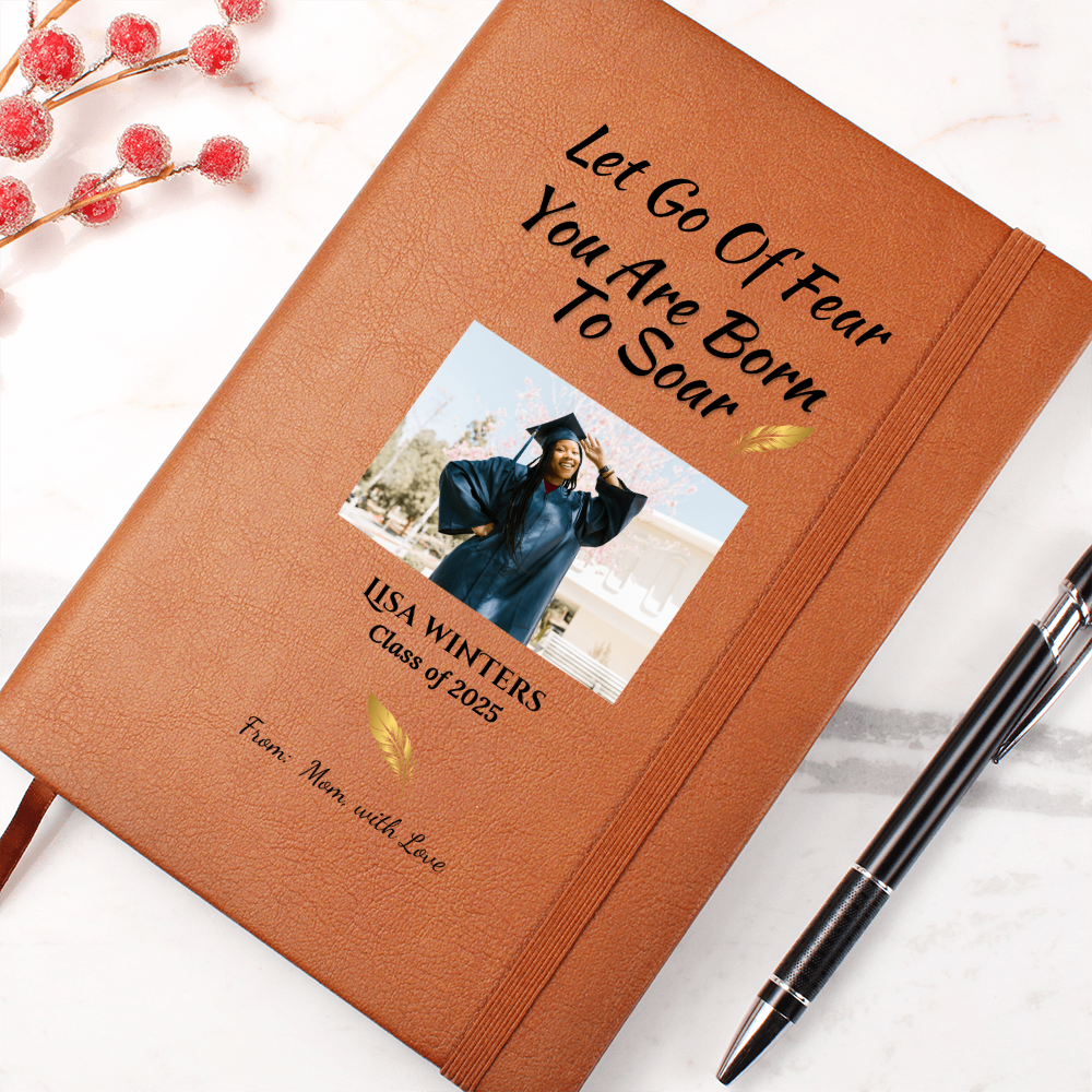 Personalized vegan Leather  Graphic Journal Graduation Gift from Mom. Inspiration Gift