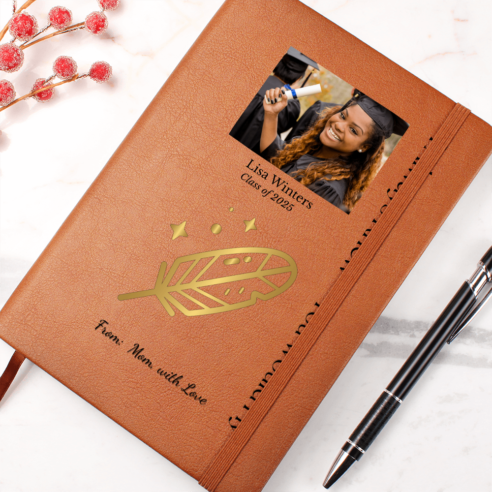 Personalized Vegan Leather Graphic  Journal Gift for  Daughter, Granddaughter, Inspiration Gift