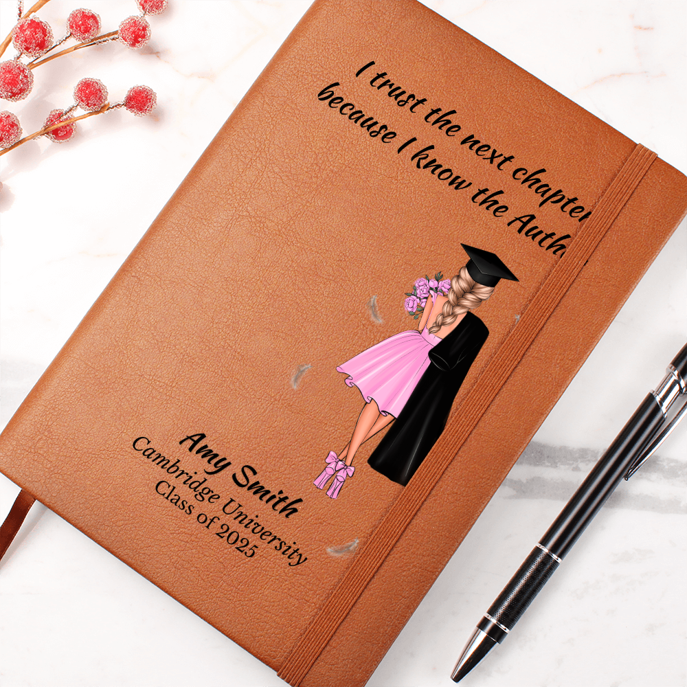 Personalized Graduation Journal for Her – “I Trust the Next Chapter” | Custom Name & School | Christian Gift for Class of 2025, Granddaughter Gift
