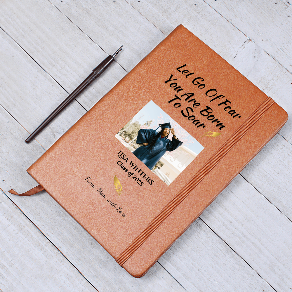 Personalized vegan Leather  Graphic Journal Graduation Gift from Mom. Inspiration Gift