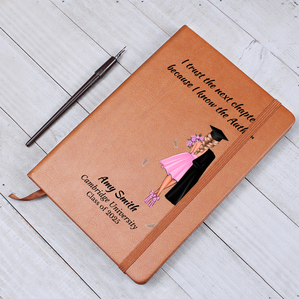 Personalized Graduation Journal for Her – “I Trust the Next Chapter” | Custom Name & School | Christian Gift for Class of 2025, Granddaughter Gift