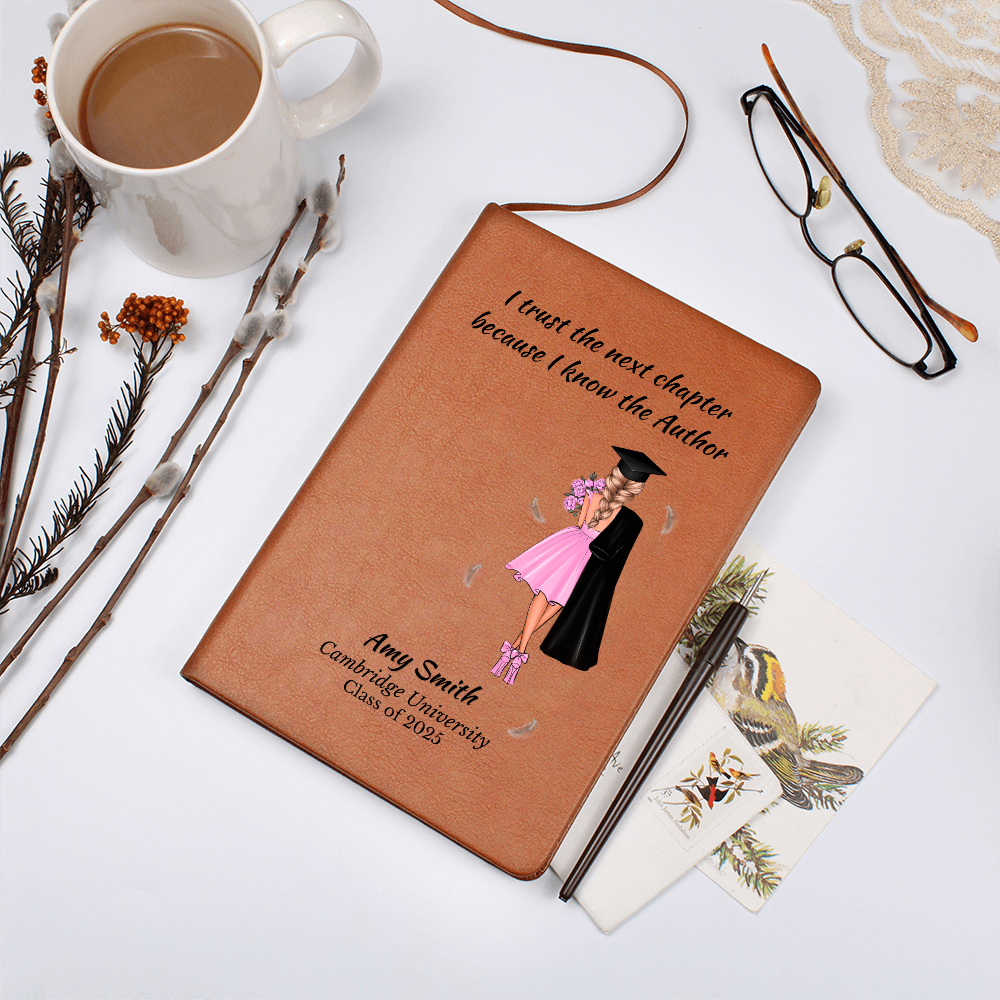 Personalized Graduation Journal for Her – “I Trust the Next Chapter” | Custom Name & School | Christian Gift for Class of 2025, Granddaughter Gift