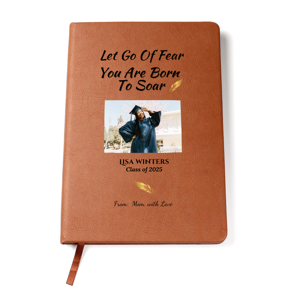 Personalized vegan Leather  Graphic Journal Graduation Gift from Mom. Inspiration Gift