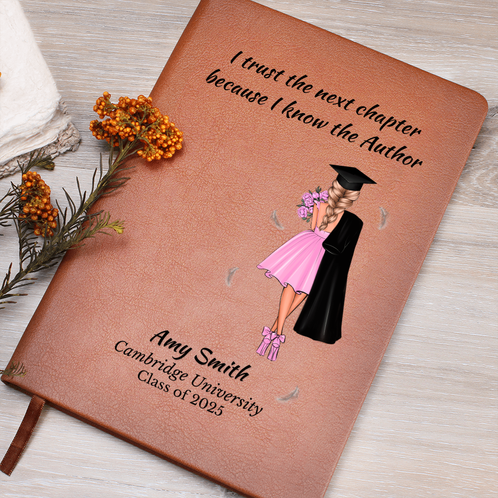 Personalized Graduation Journal for Her – “I Trust the Next Chapter” | Custom Name & School | Christian Gift for Class of 2025, Granddaughter Gift
