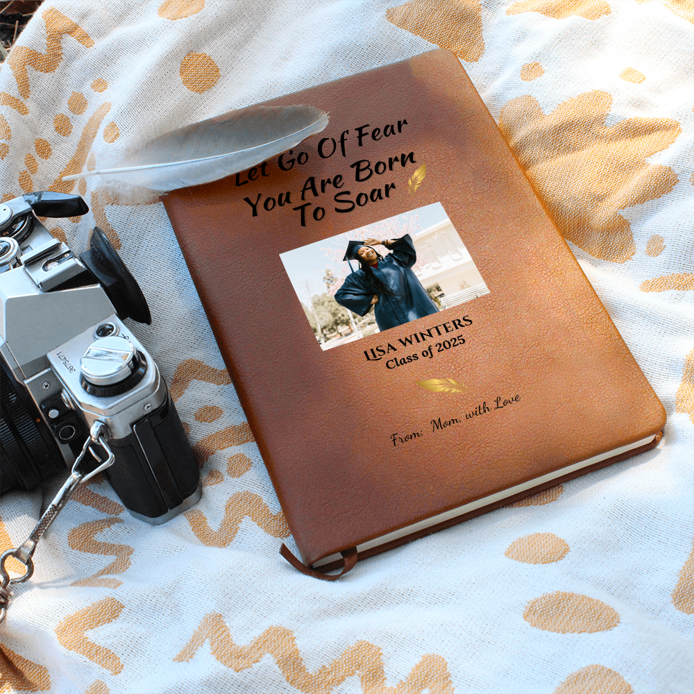 Personalized vegan Leather  Graphic Journal Graduation Gift from Mom. Inspiration Gift