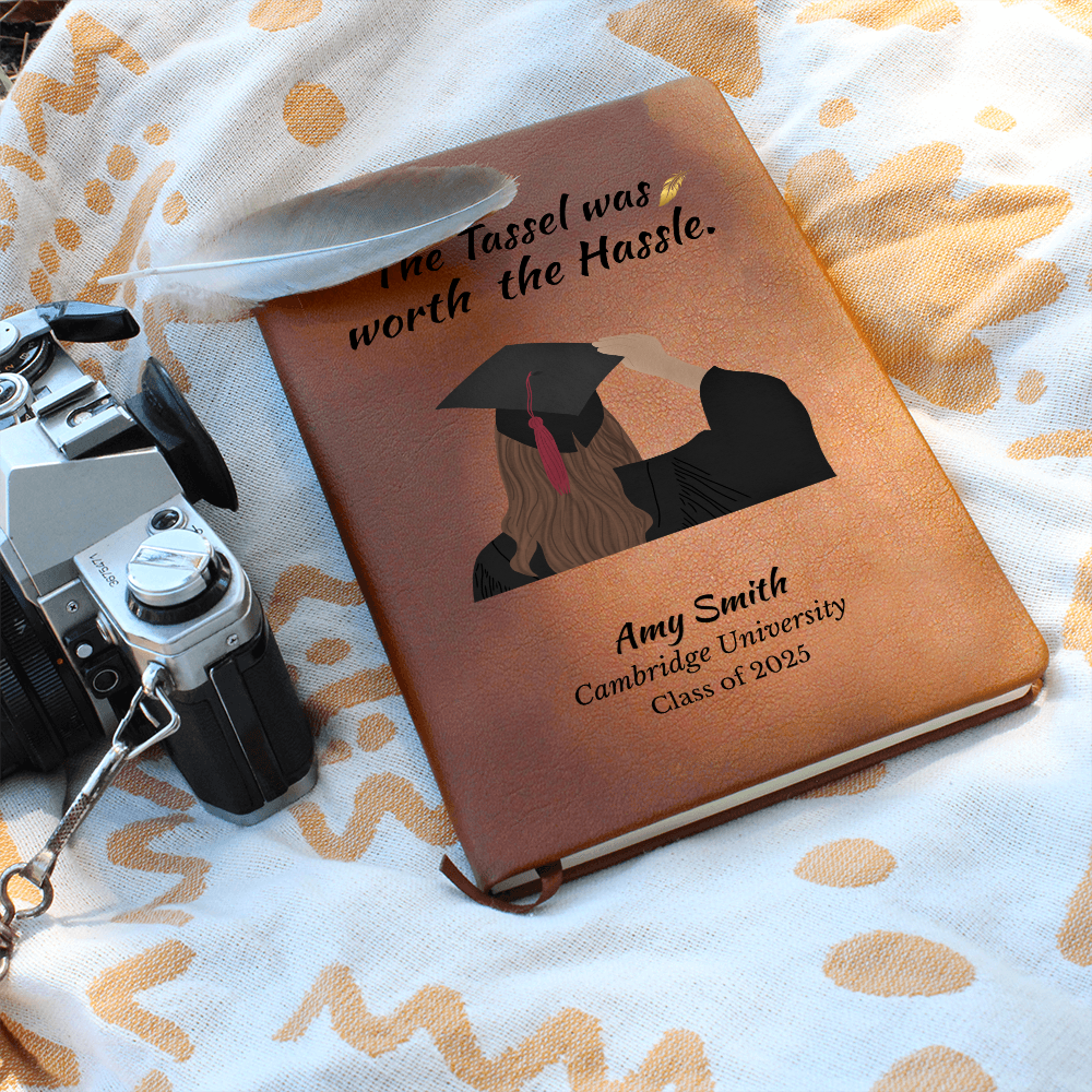 Personalization  Vegan Leather Graduation Graphic Journal, The Tassel Was Worth the Hassle, Class of 2025