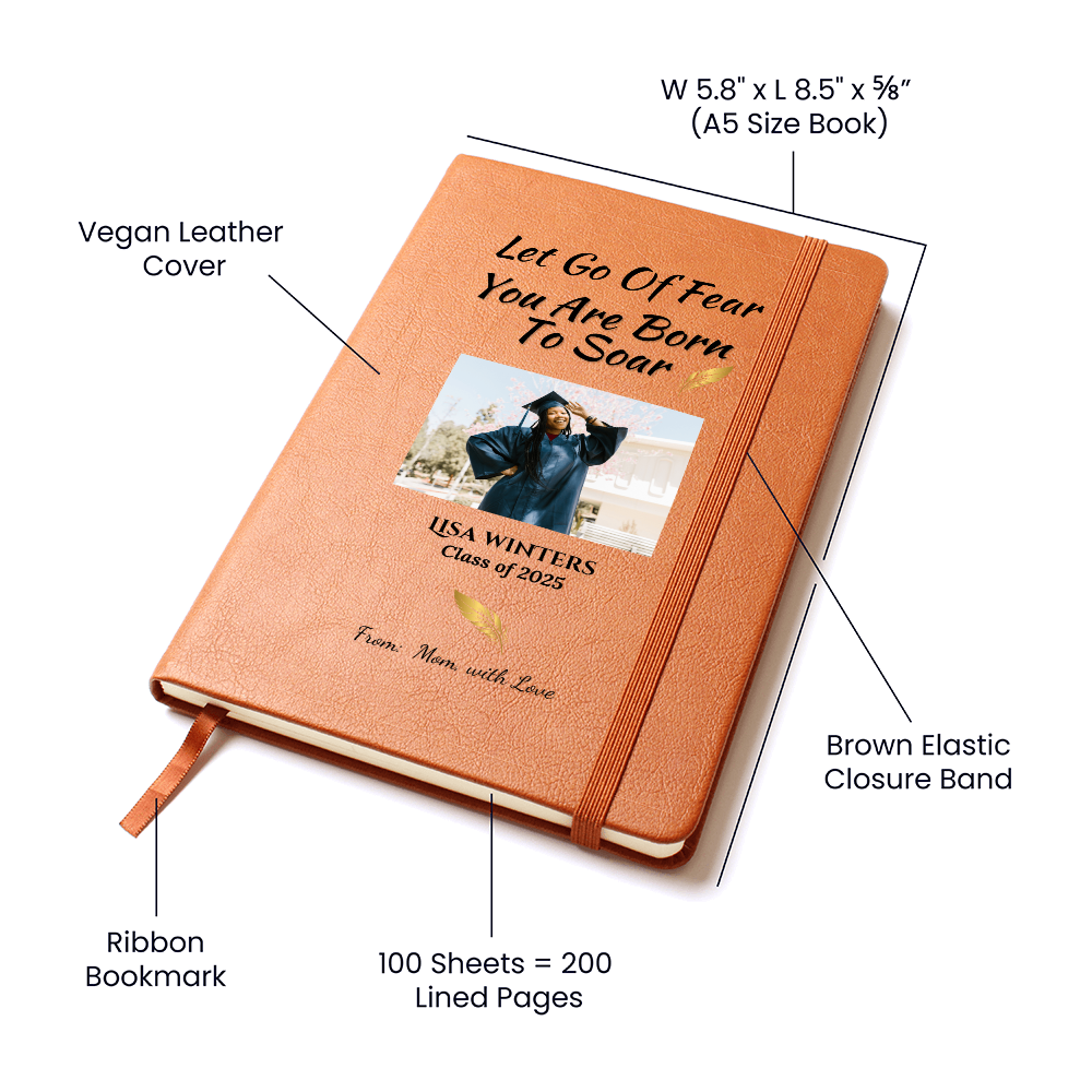 Personalized vegan Leather  Graphic Journal Graduation Gift from Mom. Inspiration Gift