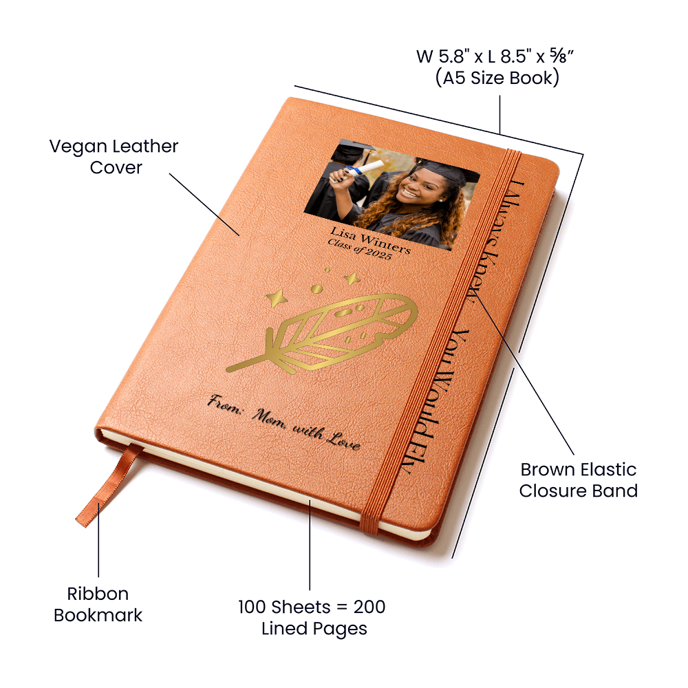 Personalized Vegan Leather Graphic  Journal Gift for  Daughter, Granddaughter, Inspiration Gift