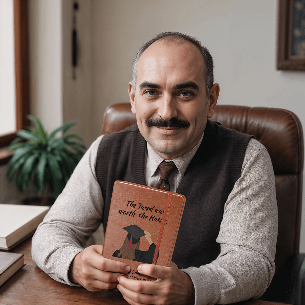 Personalization  Vegan Leather Graduation Graphic Journal, The Tassel Was Worth the Hassle, Class of 2025