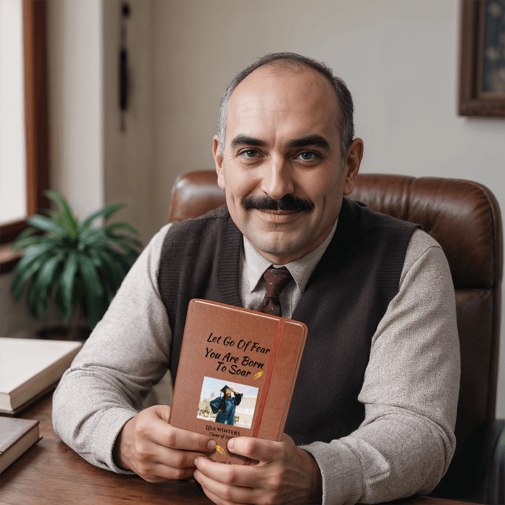 Personalized vegan Leather  Graphic Journal Graduation Gift from Mom. Inspiration Gift