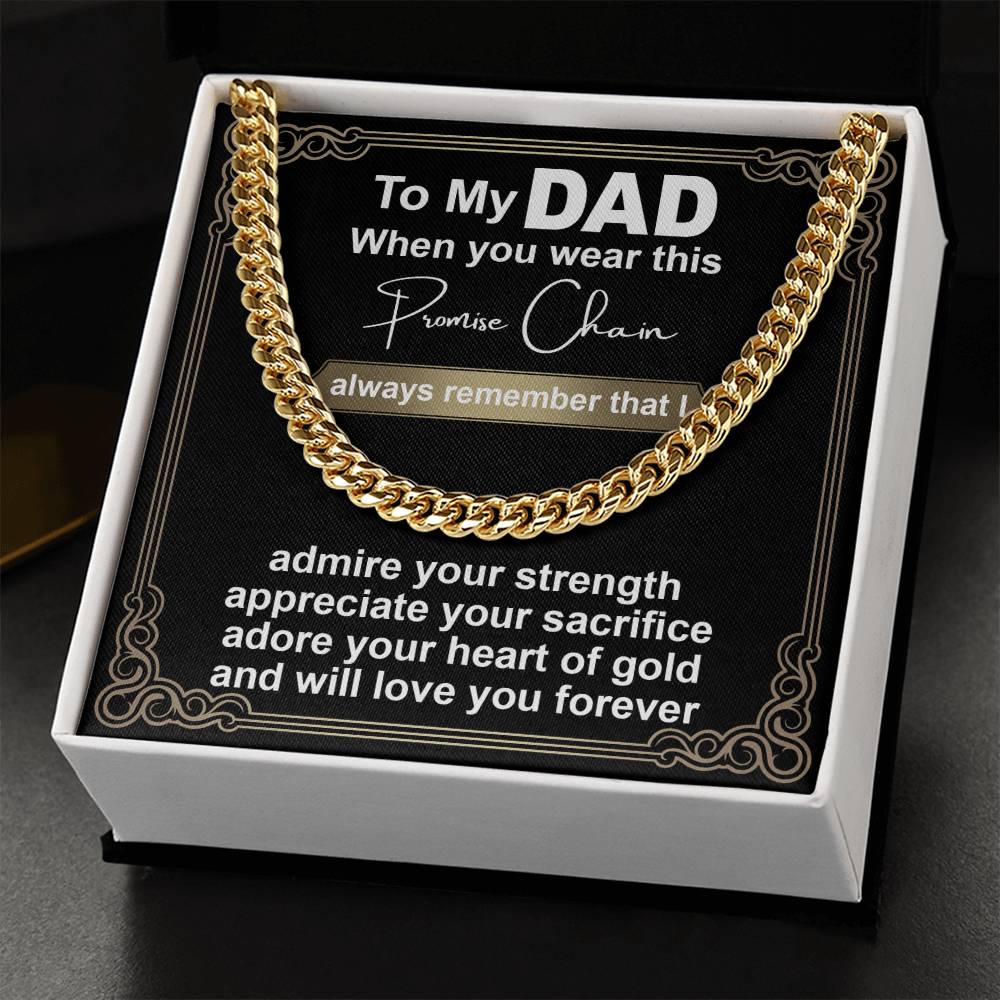 Promise Chain, Cuban Link Chain Necklace, Gift for dad, Gift For Father,Birthday Gift, Father's Day Gift