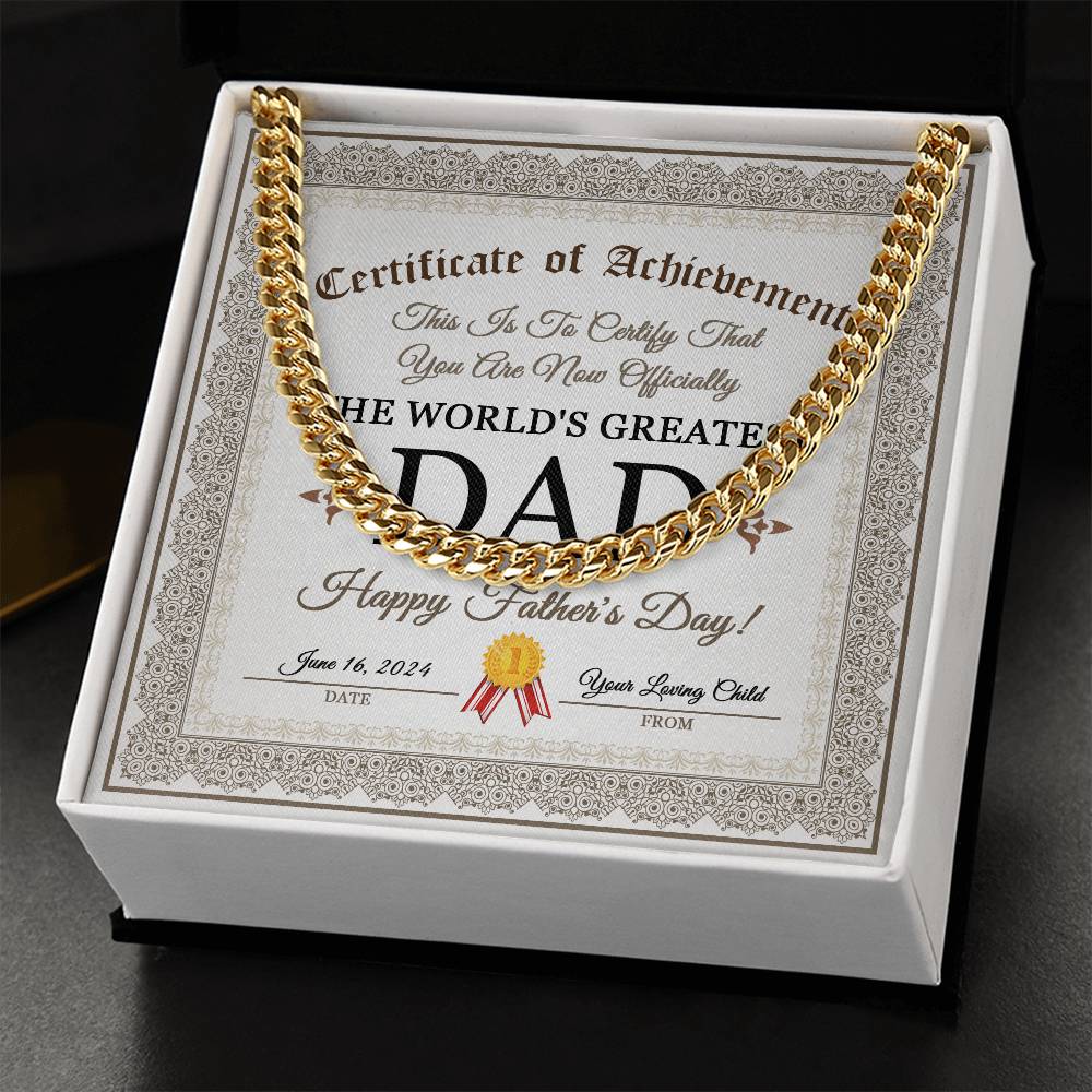 Cuban Link Chain Necklace Gift for Dad, Gift for Father, Father's Day Gift