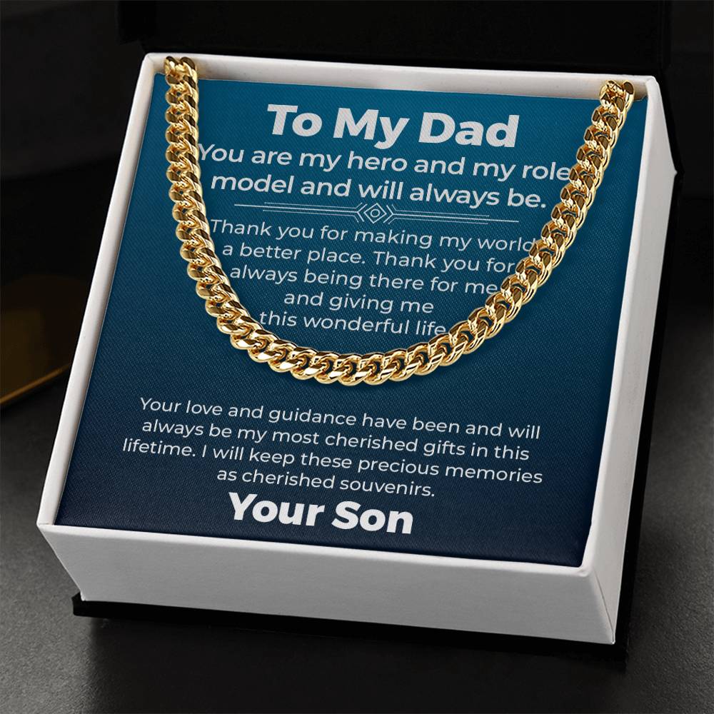You Are My Hero- Cuban Necklace Gift For Father, Birthday Gift, Father's Day Gift