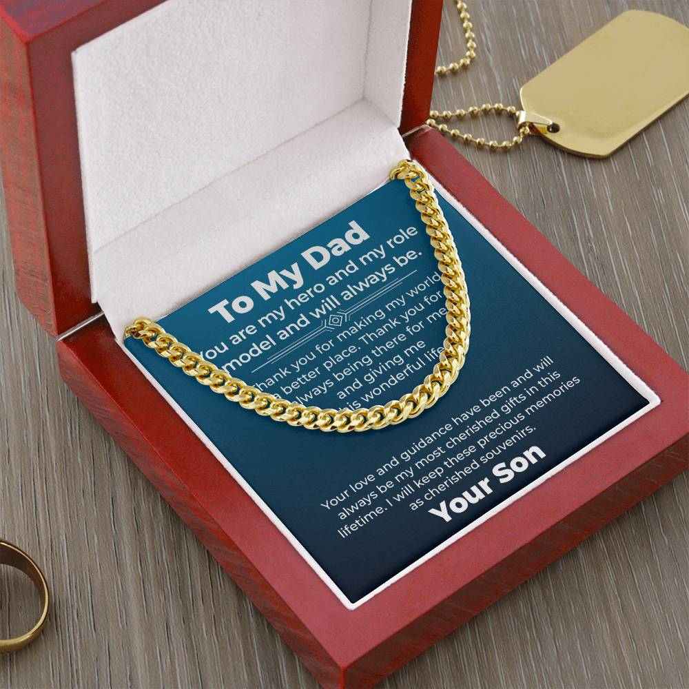 You Are My Hero- Cuban Necklace Gift For Father, Birthday Gift, Father's Day Gift