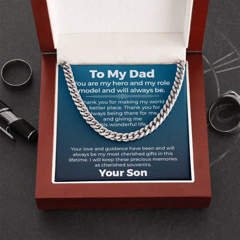 You Are My Hero- Cuban Necklace Gift For Father, Birthday Gift, Father's Day Gift