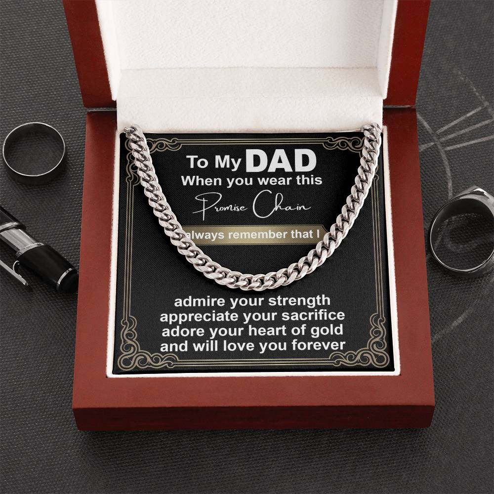 Promise Chain, Cuban Link Chain Necklace, Gift for dad, Gift For Father,Birthday Gift, Father's Day Gift