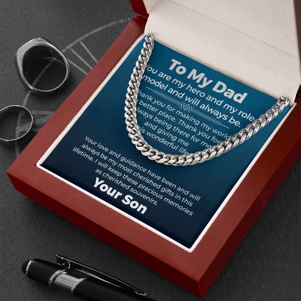 You Are My Hero- Cuban Necklace Gift For Father, Birthday Gift, Father's Day Gift