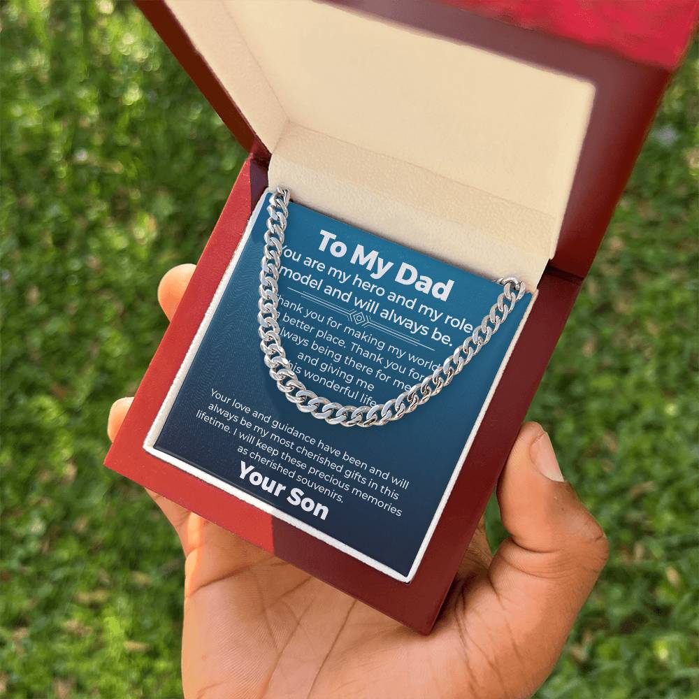 You Are My Hero- Cuban Necklace Gift For Father, Birthday Gift, Father's Day Gift