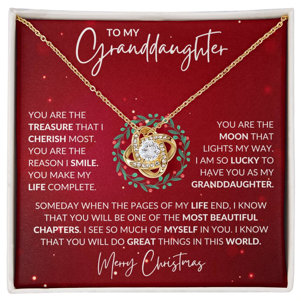 To My Granddaughter- Christmas Present- Love Knot Pendant Necklace