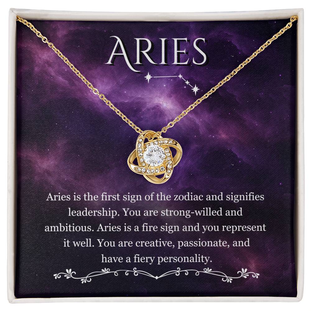 Aries- Zodiac Pendant Necklace - Love Knot Necklace