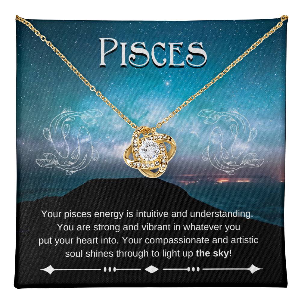 Pisces- Zodiac Pendant Necklace- Love Knot Necklace