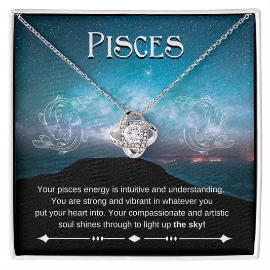 Pisces- Zodiac Pendant Necklace- Love Knot Necklace