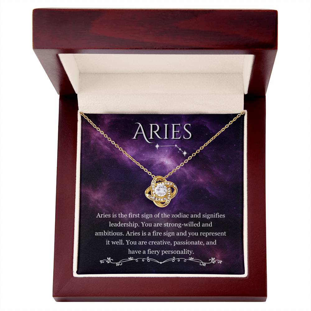 Aries- Zodiac Pendant Necklace - Love Knot Necklace