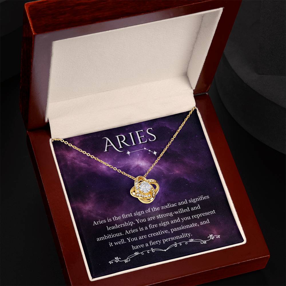 Aries- Zodiac Pendant Necklace - Love Knot Necklace