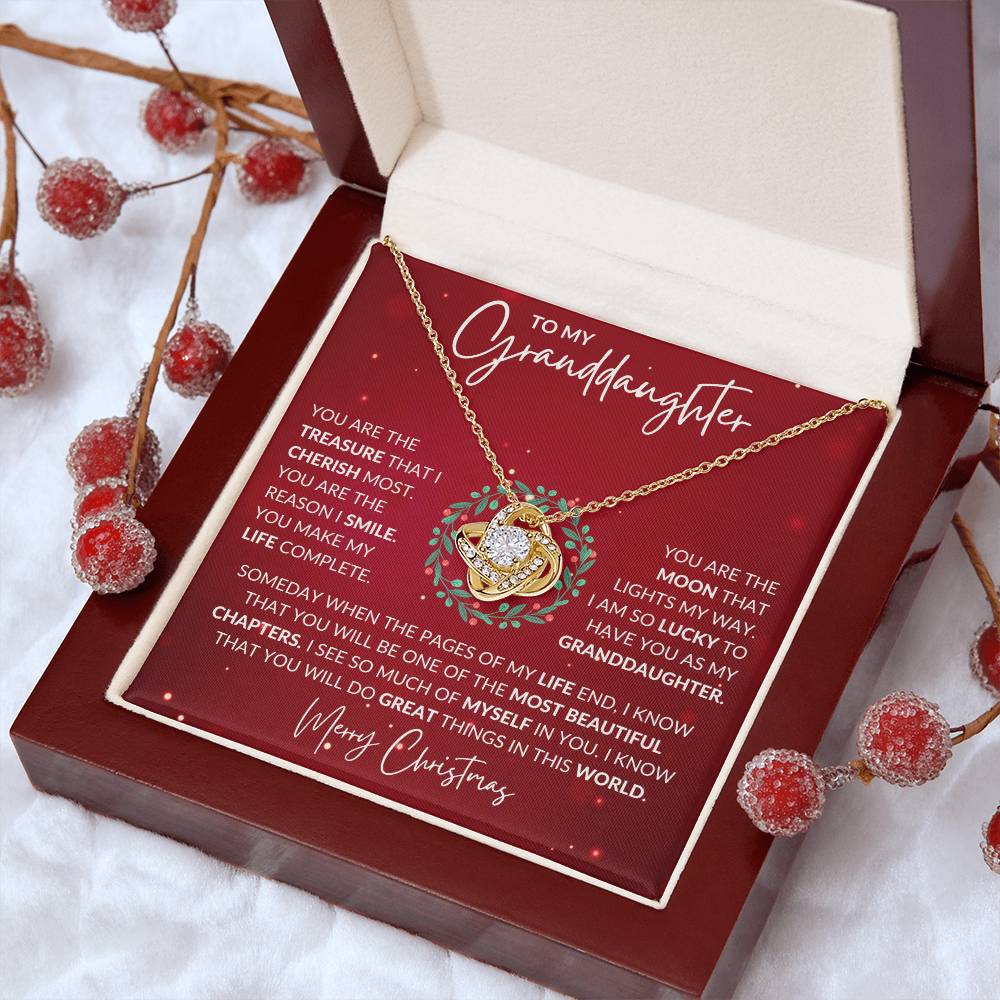 To My Granddaughter- Christmas Present- Love Knot Pendant Necklace