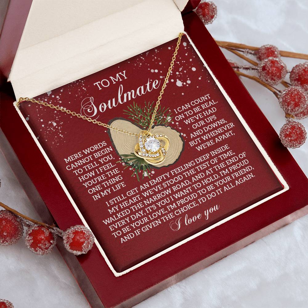 To My Soulmate Gift, Love Knot Necklace , Christmas Gift