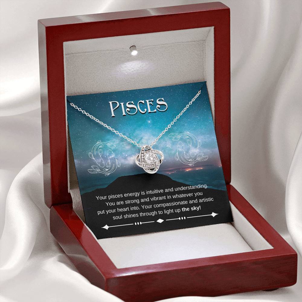 Pisces- Zodiac Pendant Necklace- Love Knot Necklace